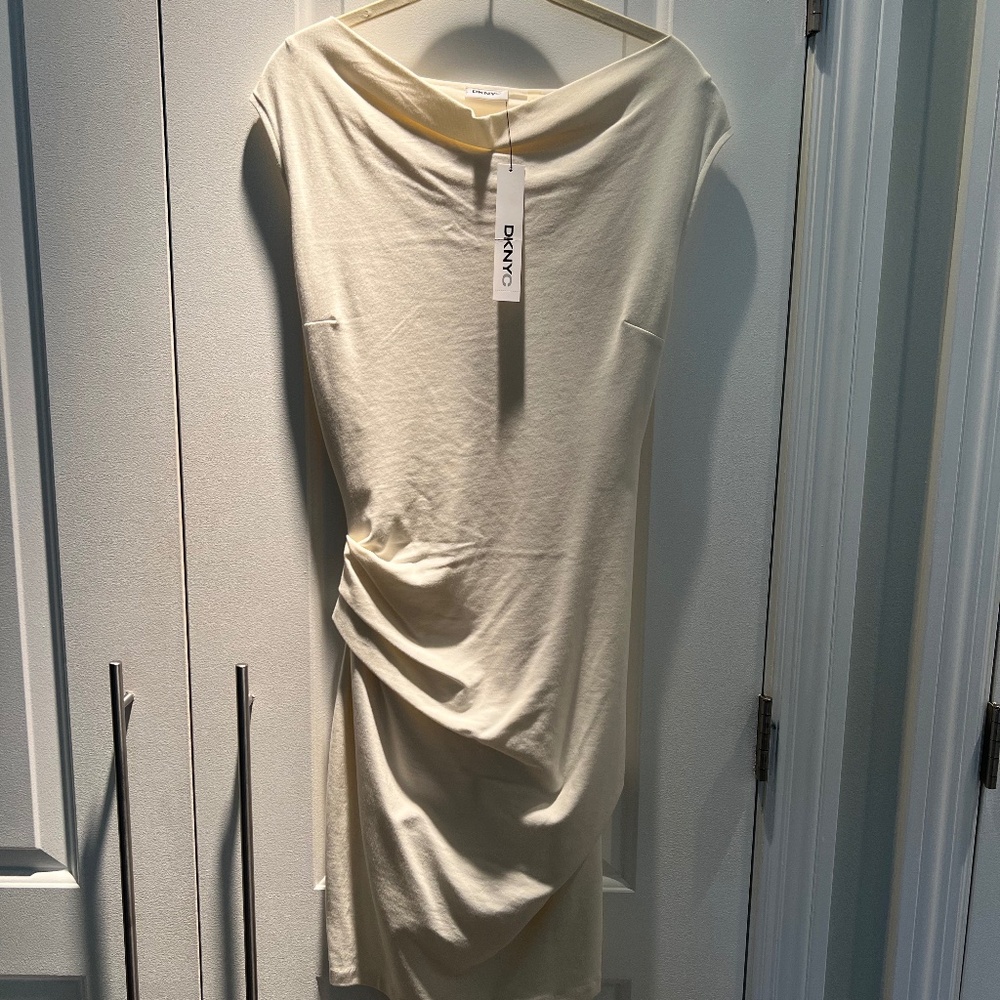 DKNYC Off-White Ruched Dress